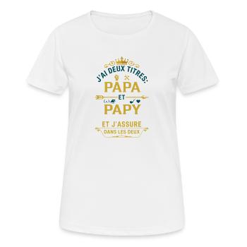 Deux titres Papa et Papy cadeau - T-shirt respirant Femme - blanc - Devant - AI Model Female 172 dark (172cm)