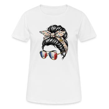Girl Bun zerzaust den Eiffelturm in Frankreich - Frauen T-Shirt atmungsaktiv - Weiß - Vorne - AI Model Female 172 dark (172cm)