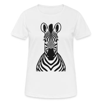 Zèbre frontal - Tête zébrée - T-shirt respirant Femme - blanc - Devant - AI Model Female 172 dark (172cm)