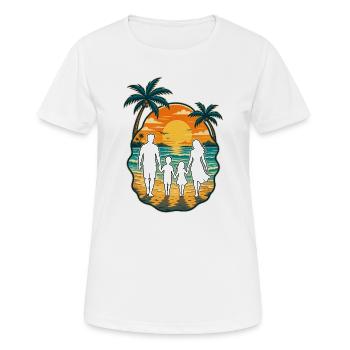 Vacances familiales à la plage Palmiers Soleil d’été - T-shirt respirant Femme - blanc - Devant - AI Model Female 172 dark (172cm)