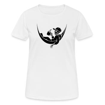 Squelette dans un hamac avec du café - T-shirt respirant Femme - blanc - Devant - AI Model Female 172 dark (172cm)