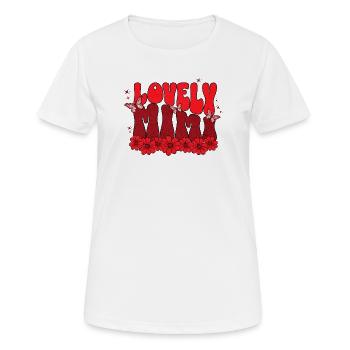 Lovely Maman – Fleurs rouges et papillons - T-shirt respirant Femme - blanc - Devant - AI Model Female 172 dark (172cm)