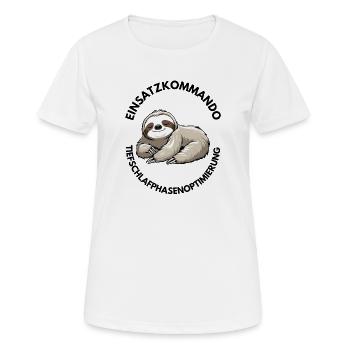 Einsatzkommando Tiefschlafphasenoptimierung Shirt  - Frauen T-Shirt atmungsaktiv - Weiß - Vorne - AI Model Female 172 dark (172cm)
