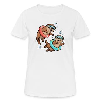 Deux loutres drôles - T-shirt respirant Femme - blanc - Devant - AI Model Female 172 dark (172cm)