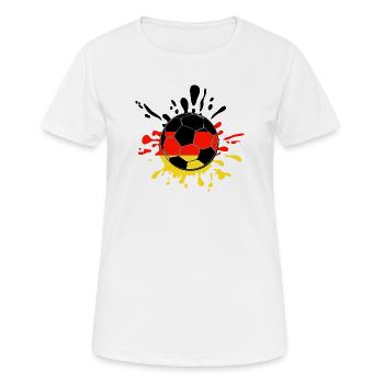 Flaggen-Splash Fußball Ball - Frauen T-Shirt atmungsaktiv - Weiß - Vorne - AI Model Female 172 dark (172cm)