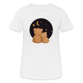 Zwei Kuschelbären unter Sternenhimmel Tiermotiv   - Frauen T-Shirt atmungsaktiv - Weiß - Vorne - AI Model Female 172 dark (172cm)