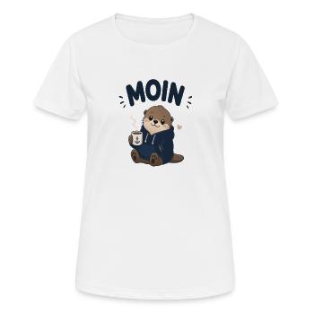 Moin Otter avec sweat à capuche en mode café - T-shirt respirant Femme - blanc - Devant - AI Model Female 172 dark (172cm)