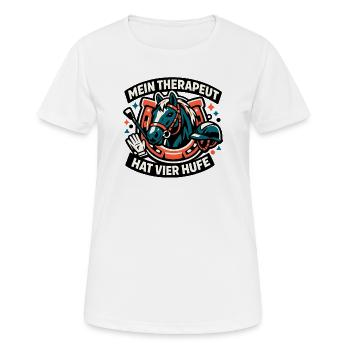 Mein Therapeut hat Vier Hufe - Frauen T-Shirt atmungsaktiv - Weiß - Vorne - AI Model Female 172 dark (172cm)