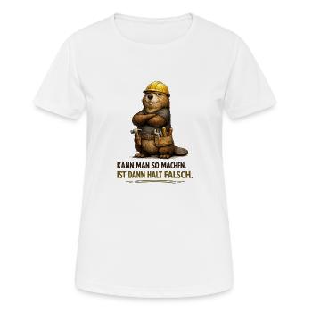 Bauarbeiter-Dachs Spruchshirt - Frauen T-Shirt atmungsaktiv - Weiß - Vorne - AI Model Female 172 dark (172cm)
