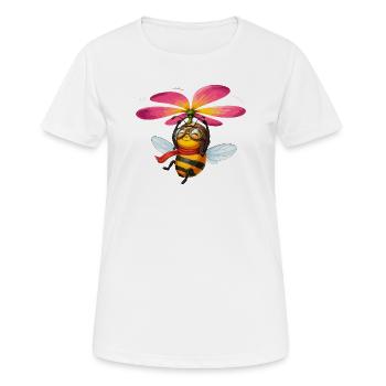 Abeille steampunk avec hélice fleurie - T-shirt respirant Femme - blanc - Devant - AI Model Female 172 dark (172cm)
