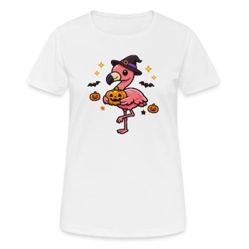Flamingo Hexe Kürbis - Frauen T-Shirt atmungsaktiv - Weiß - Vorne - AI Model Female 172 dark (172cm)