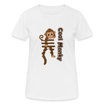 Monkey on Wooden Ladder - Women's Breathable T-Shirt - white - Front - AI Model Female 172 dark (172cm)