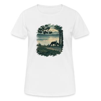 Crépuscule à la scène faunique du lac Yellowstone - T-shirt respirant Femme - blanc - Devant - AI Model Female 172 dark (172cm)