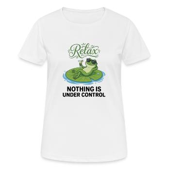 Entspannender Frosch auf Seerosenblatt - Frauen T-Shirt atmungsaktiv - Weiß - Vorne - AI Model Female 172 dark (172cm)