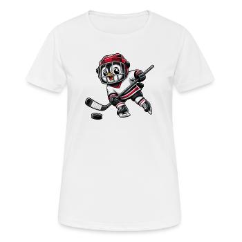 Süßer Pinguin Comic Eishockey Spieler - Frauen T-Shirt atmungsaktiv - Weiß - Vorne - AI Model Female 172 dark (172cm)