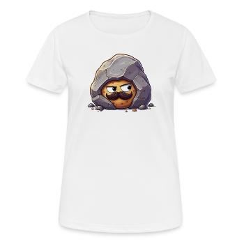 Stein mit Schnurrbart Maskottchen - Frauen T-Shirt atmungsaktiv - Weiß - Vorne - AI Model Female 172 dark (172cm)