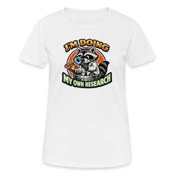 Eigene Forschung Waschbär Pizza - Frauen T-Shirt atmungsaktiv - Weiß - Vorne - AI Model Female 172 dark (172cm)