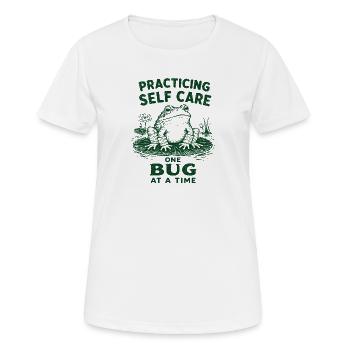 Practicing Self Care One Bug At A Time Funny Frog - Frauen T-Shirt atmungsaktiv - Weiß - Vorne - AI Model Female 172 dark (172cm)