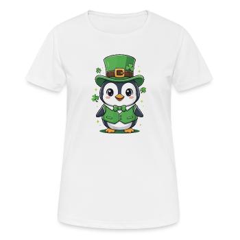 Leprechaun Pinguin - Frauen T-Shirt atmungsaktiv - Weiß - Vorne - AI Model Female 172 dark (172cm)