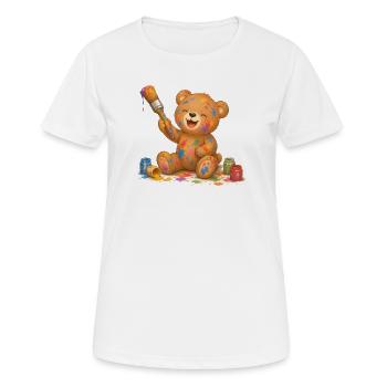 Bear with Brush Paints Painting Artist Animal Motif - Women's Breathable T-Shirt - white - Front - AI Model Female 172 dark (172cm)