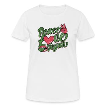 Peace Love veganes Retro-Skript - Frauen T-Shirt atmungsaktiv - Weiß - Vorne - AI Model Female 172 dark (172cm)