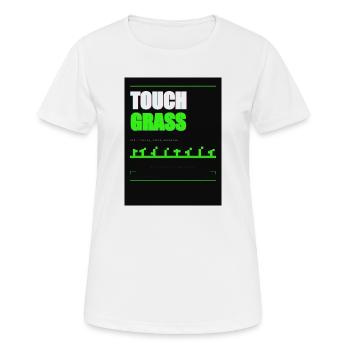 TOUCH GRASS – Glitch Streetwear Shirt - Frauen T-Shirt atmungsaktiv - Weiß - Vorne - AI Model Female 172 dark (172cm)