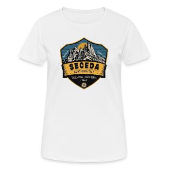 Seceda Dolomites Italy Vintage Mountain Hiking  - T-shirt respirant Femme - blanc - Devant - AI Model Female 172 dark (172cm)