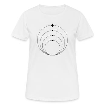 Icône Orbite Minimaliste | Monde géométrique - T-shirt respirant Femme - blanc - Devant - AI Model Female 172 dark (172cm)