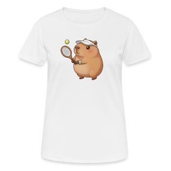 Capybara joue au tennis - T-shirt respirant Femme - blanc - Devant - AI Model Female 172 dark (172cm)