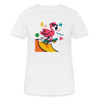 Flamingo Skateboard Neon - T-shirt respirant Femme - blanc - Devant - AI Model Female 172 dark (172cm)