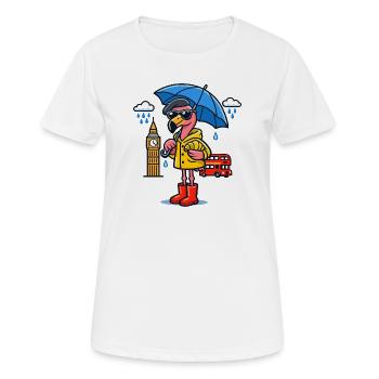 London Regen Flamingo Cartoon - Frauen T-Shirt atmungsaktiv - Weiß - Vorne - AI Model Female 172 dark (172cm)