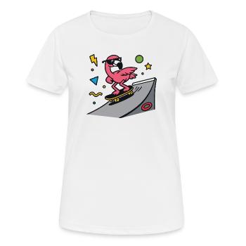 Patineur flamant sur ramp board - T-shirt respirant Femme - blanc - Devant - AI Model Female 172 dark (172cm)