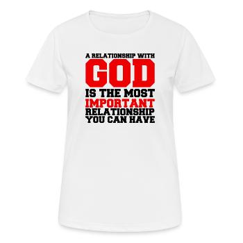 a_relationship_with_god2 - Frauen T-Shirt atmungsaktiv - Weiß - Vorne - AI Model Female 172 dark (172cm)