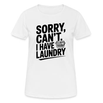 Désolé, je ne peux pas. J’ai du linge - T-shirt respirant Femme - blanc - Devant - AI Model Female 172 dark (172cm)