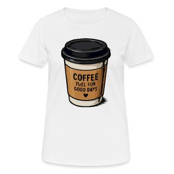 Carburant pour le café - T-shirt respirant Femme - blanc - Devant - AI Model Female 172 dark (172cm)