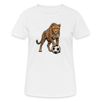 Attaquant de football Léopard - T-shirt respirant Femme - blanc - Devant - AI Model Female 172 dark (172cm)