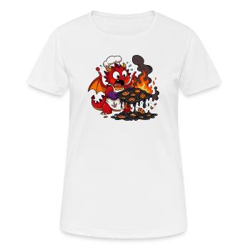 Fire Dragon Cook Burns Cookies - Women's Breathable T-Shirt - white - Front - AI Model Female 172 dark (172cm)