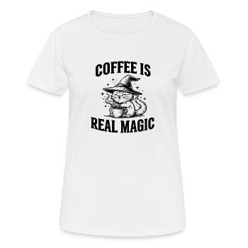 Coffee is real magic Kaffee Katze Magie Zauberer - Frauen T-Shirt atmungsaktiv - Weiß - Vorne - AI Model Female 172 dark (172cm)