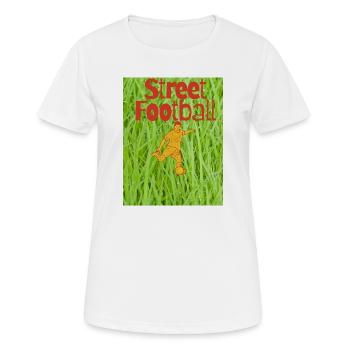 Straßenfußball auf Rasen - Frauen T-Shirt atmungsaktiv - Weiß - Vorne - AI Model Female 172 dark (172cm)