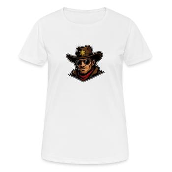 Dessin animé Shérif Vedette Cowboy - T-shirt respirant Femme - blanc - Devant - AI Model Female 172 dark (172cm)