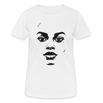 Graphismes de visage monochrome - T-shirt respirant Femme - blanc - Devant - AI Model Female 172 dark (172cm)