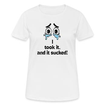 Ich habe es gemacht und es war schlecht, lustiger Fotodruck. - Frauen T-Shirt atmungsaktiv - Weiß - Vorne - AI Model Female 172 dark (172cm)