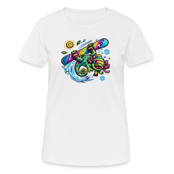 Regenbogen-Chamä Surfboard - Frauen T-Shirt atmungsaktiv - Weiß - Vorne - AI Model Female 172 dark (172cm)