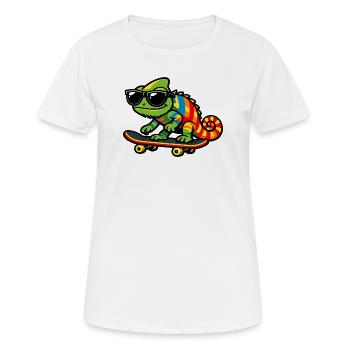 Rainbow Chameleon Skateboard - T-shirt respirant Femme - blanc - Devant - AI Model Female 172 dark (172cm)