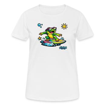 Scène de surf de grenouilles néon - T-shirt respirant Femme - blanc - Devant - AI Model Female 172 dark (172cm)