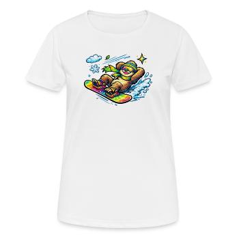 Schnee-Surfer Faultier - Frauen T-Shirt atmungsaktiv - Weiß - Vorne - AI Model Female 172 dark (172cm)