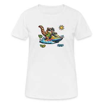 Coati sur une motomarine dans le style tropical - T-shirt respirant Femme - blanc - Devant - AI Model Female 172 dark (172cm)