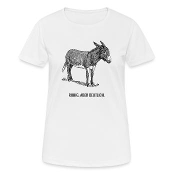 Ruhig. Aber deutlich. - Frauen T-Shirt atmungsaktiv - Weiß - Vorne - AI Model Female 172 dark (172cm)
