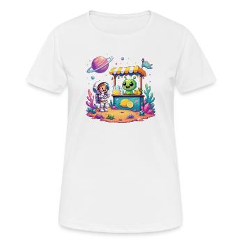 Weltraum-Außerirdischer Obststand - Frauen T-Shirt atmungsaktiv - Weiß - Vorne - AI Model Female 172 dark (172cm)