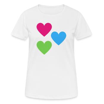 Neonherzen Trio - Frauen T-Shirt atmungsaktiv - Weiß - Vorne - AI Model Female 172 dark (172cm)